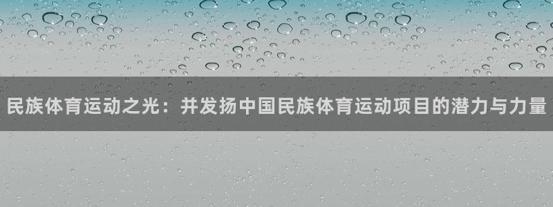 意昂F凯捷官网入口：民族体育运动之光：并发扬中国民族体育运动项目的潜力与力量